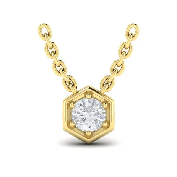 Sincerely, Springer's Necklaces and Pendants Sincerely, Springer's by Vlora 14k Yellow Gold Single Diamond Honeycomb Pendant Necklace