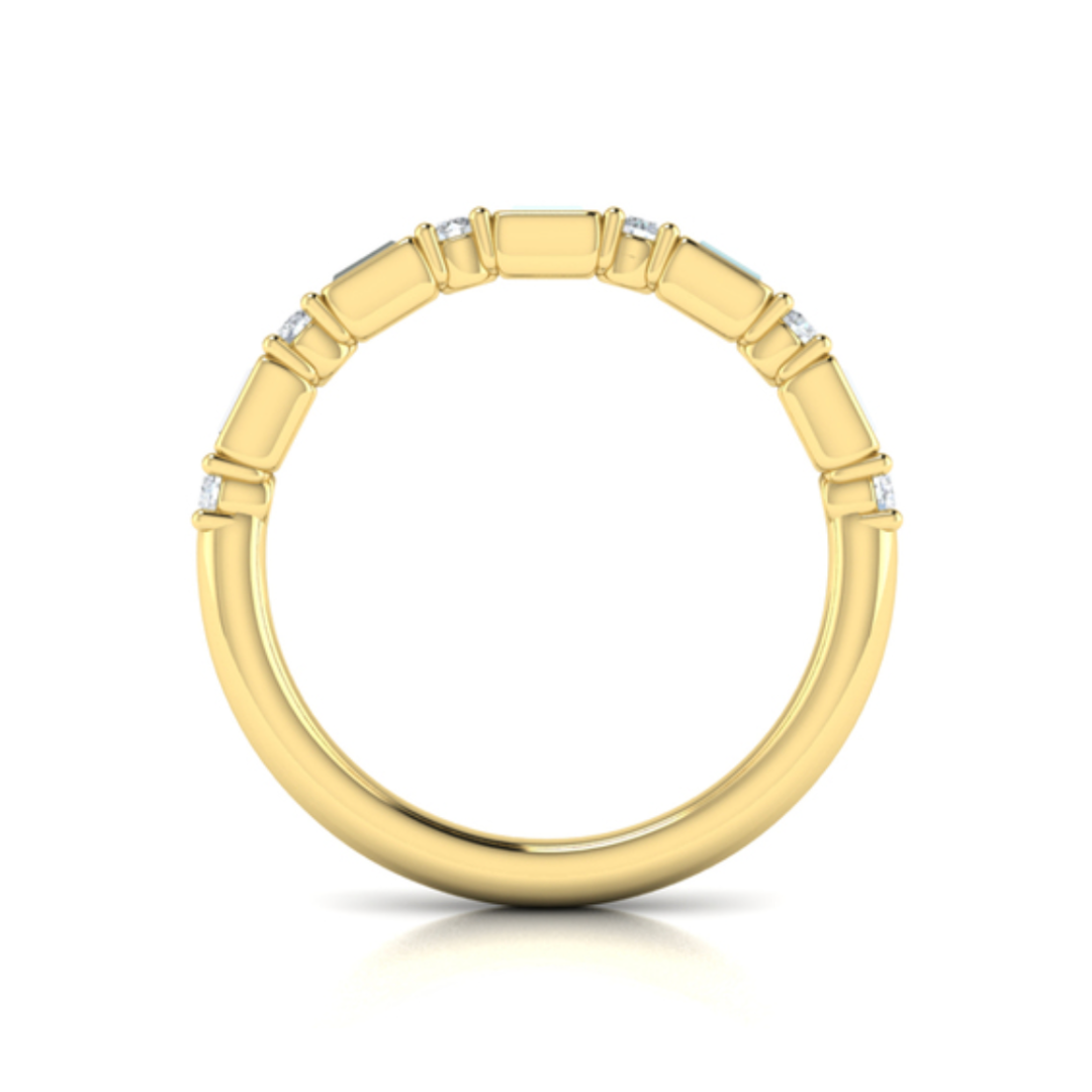 Sincerely, Springer's Wedding Band Sincerely, Springer's by Vlora 18k Yellow Gold Alternating Round and Baguette Diamond Band -0.28ctw