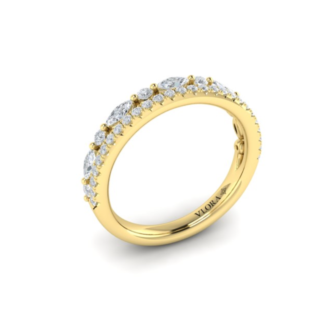 Sincerely, Springer's Wedding Band Sincerely, Springer's by Vlora 18k Yellow Gold Marquise and Round Diamond Split Shank Band - 0.60ctw