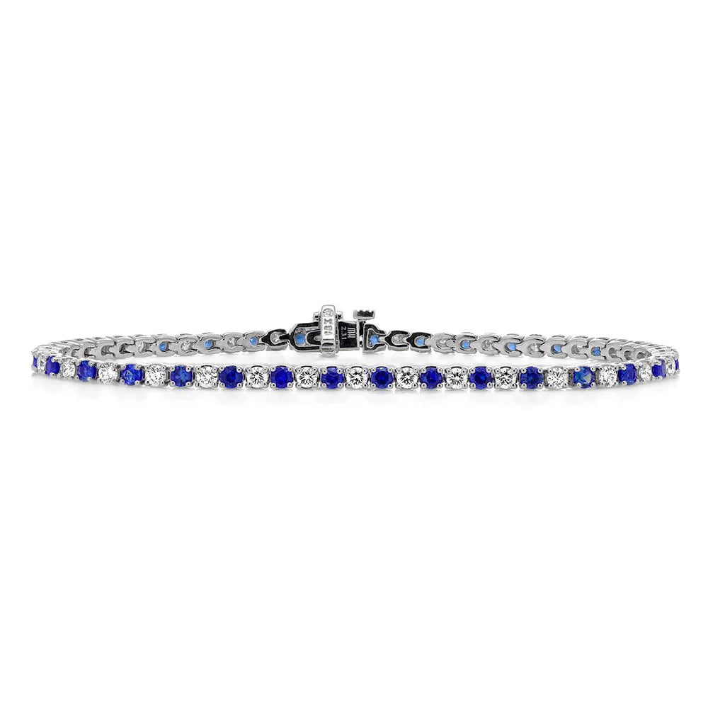 Springer's Bracelet 18k White Gold Mark Henry Alternating Sapphire and Diamond Tennis Bracelet