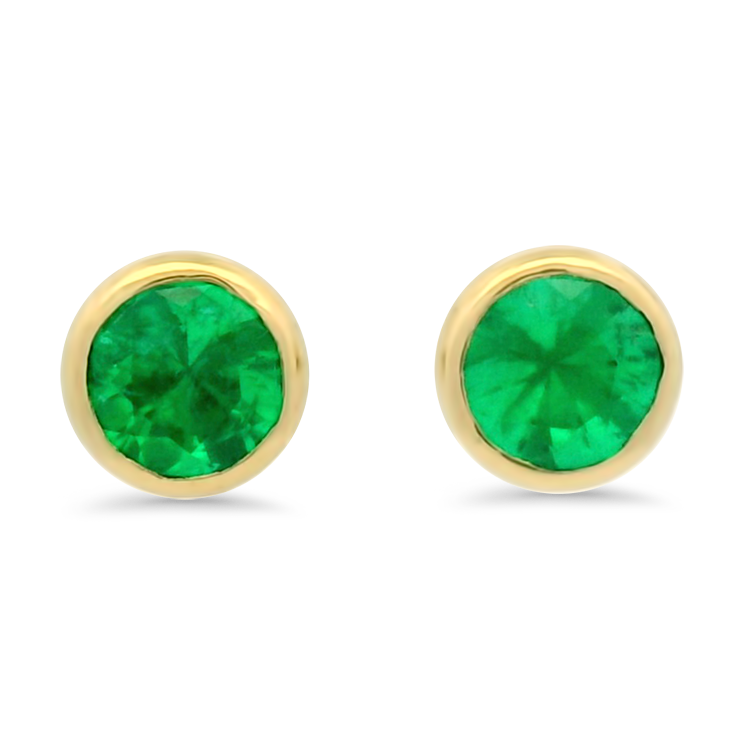 Springer's Collection Earring 14k Yellow Gold Emerald Bezel Earrings