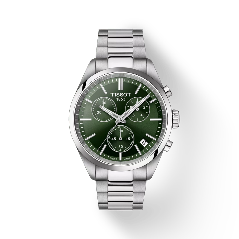 Tissot Watch Tissot PR 100 Chronograph Wristwatch, Green Dial, 40mm (T1504171109100)