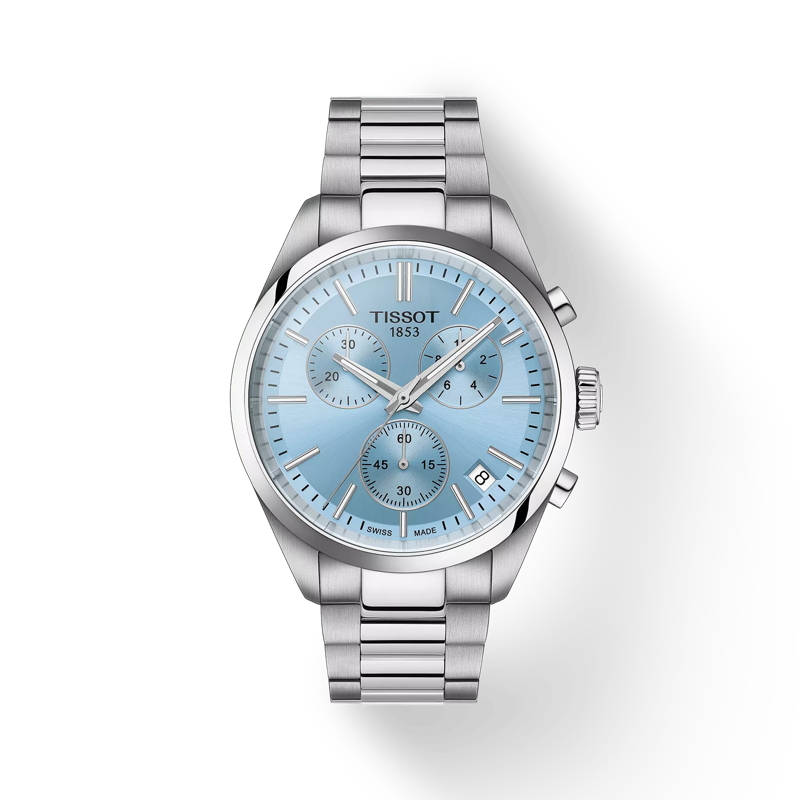 Tissot Watch Tissot PR 100 Chronograph Wristwatch, Ice Blue Dial, 40mm (T1504171135100)