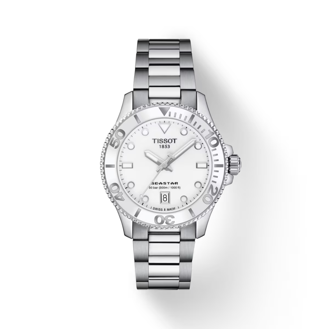 Tissot Watch Tissot Quartz Seastar 1000 White Dial 36mm T1202101101100
