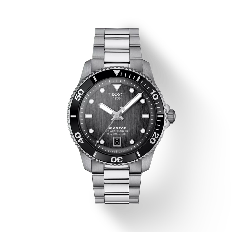 Tissot Watch Tissot Seastar 1000 Powermatic 80, Grey-Black Dial, 40mm (T1208071105100)