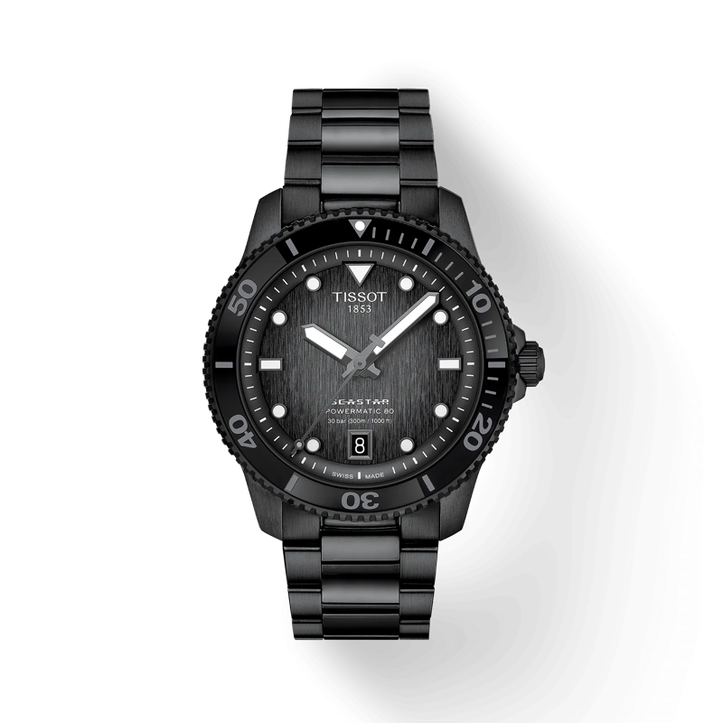 Tissot Watch Tissot Seastar 1000 Powermatic 80, Grey-Black Dial, 40mm (T1208073305100)