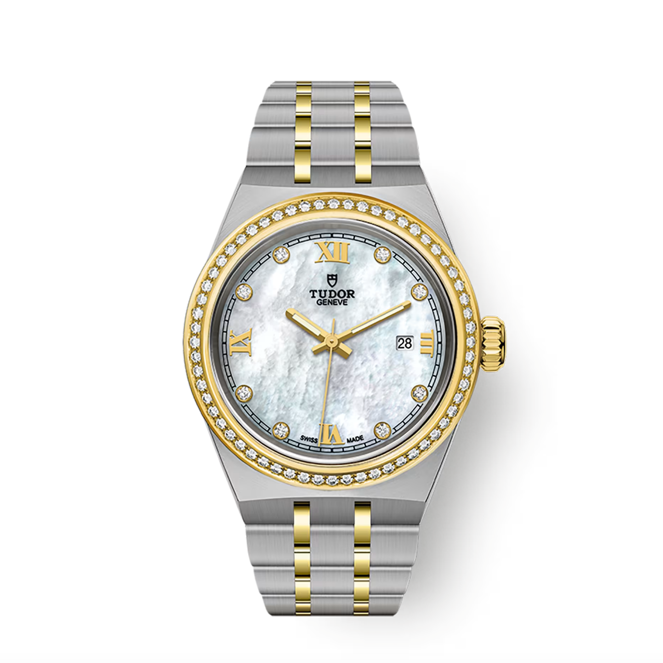 TUDOR Watch TUDOR Royal 28mm Case, Diamond Set Mother of Pearl Dial, Steel Bracelet (M28323-0001)