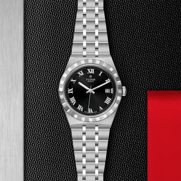 TUDOR Watch TUDOR Royal 38mm Case, Black Dial, Steel Bracelet (M28500-0003)