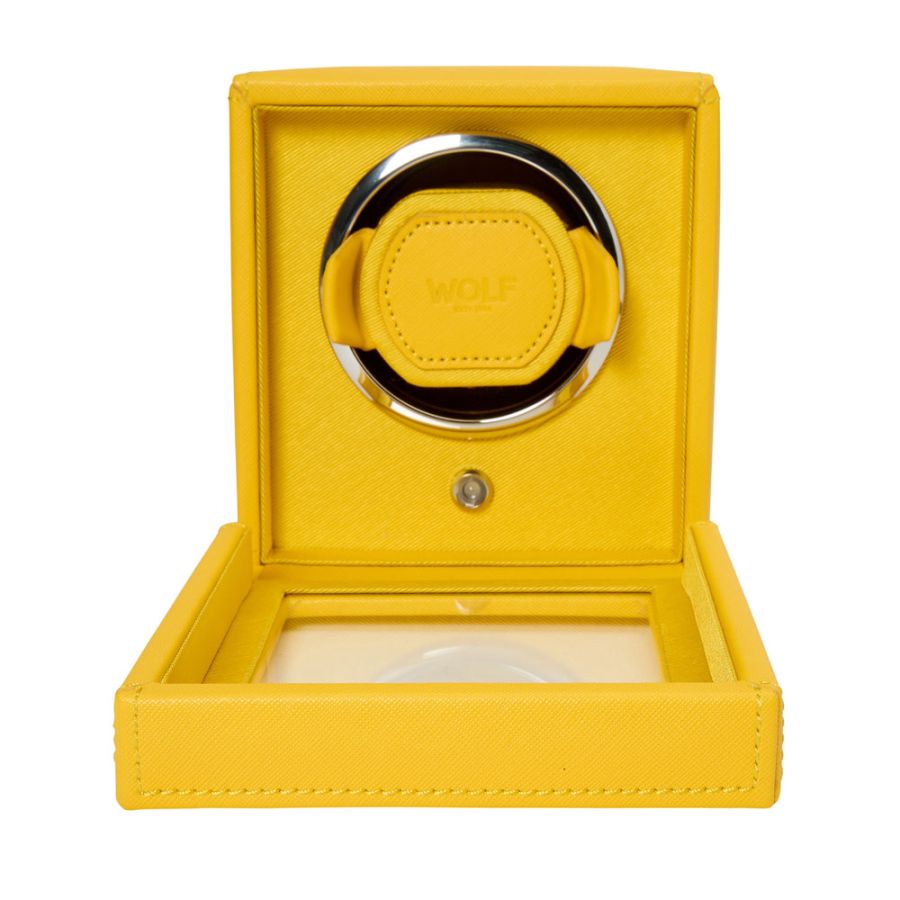 WOLF Designs Jewelry Cases Cub Single Watch Winder with Cover in Tuttie Frutti Yellow