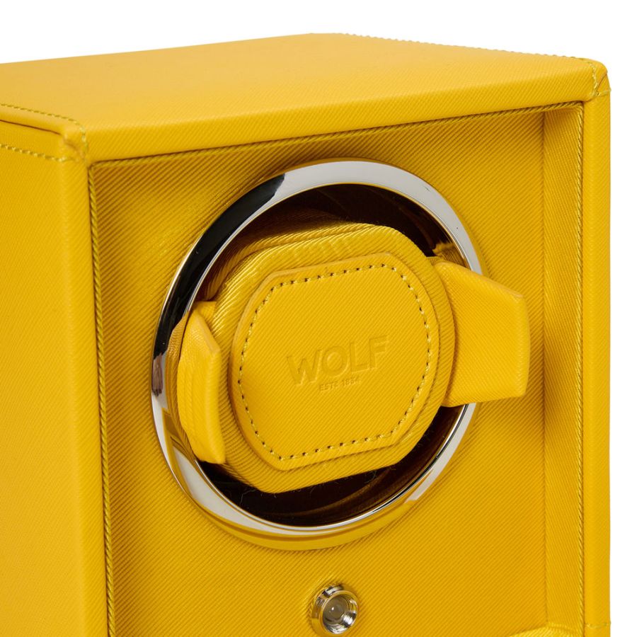 WOLF Designs Jewelry Cases Cub Single Watch Winder with Cover in Tuttie Frutti Yellow