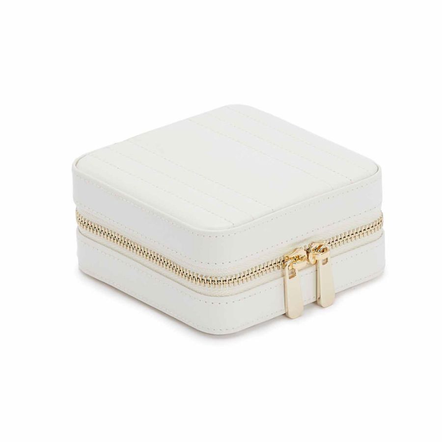 WOLF Designs Jewelry Cases Wolf Maria Small Zip Jewelry Case - Ivory