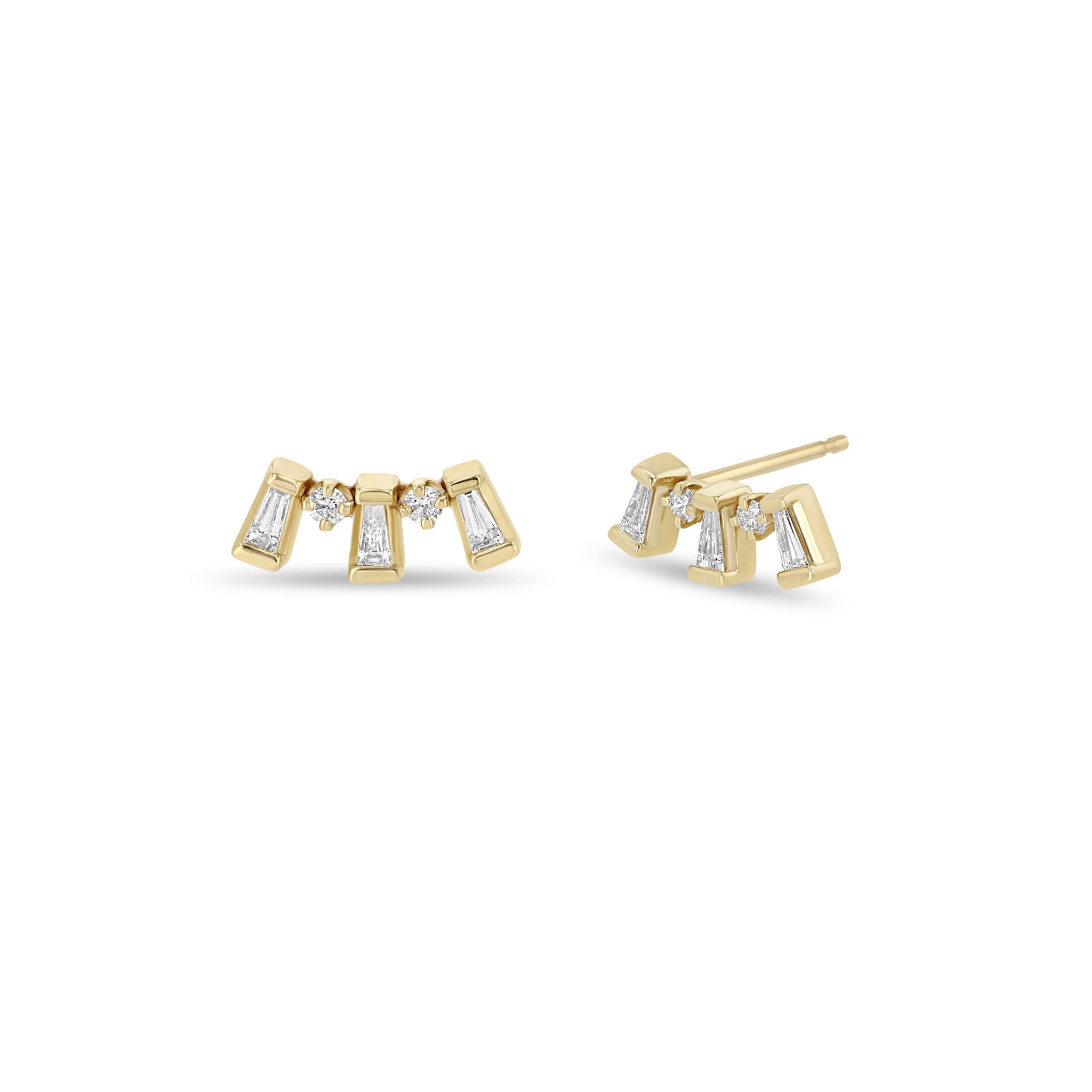 Zoe Chicco Earrings Zoë Chicco 14K Yellow Gold Alternating Baguette Earrings