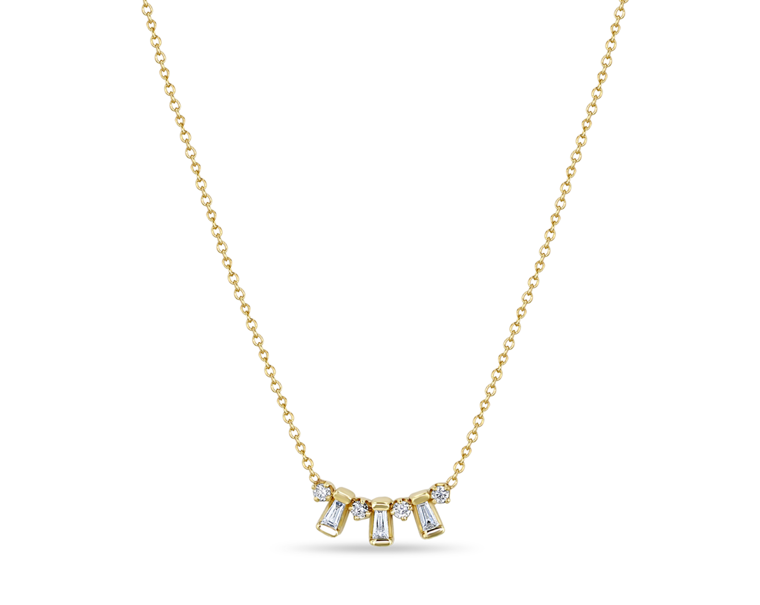 Zoe Chicco Necklaces and Pendants Zoë Chicco 14K Yellow Gold Alternating Baguette Necklace