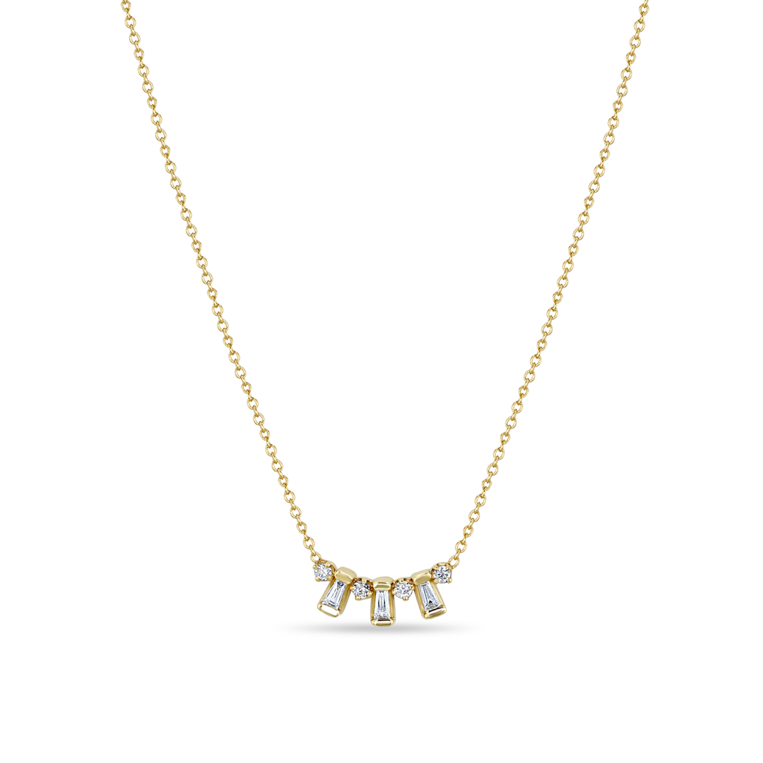 Zoe Chicco Necklaces and Pendants Zoë Chicco 14K Yellow Gold Alternating Baguette Necklace