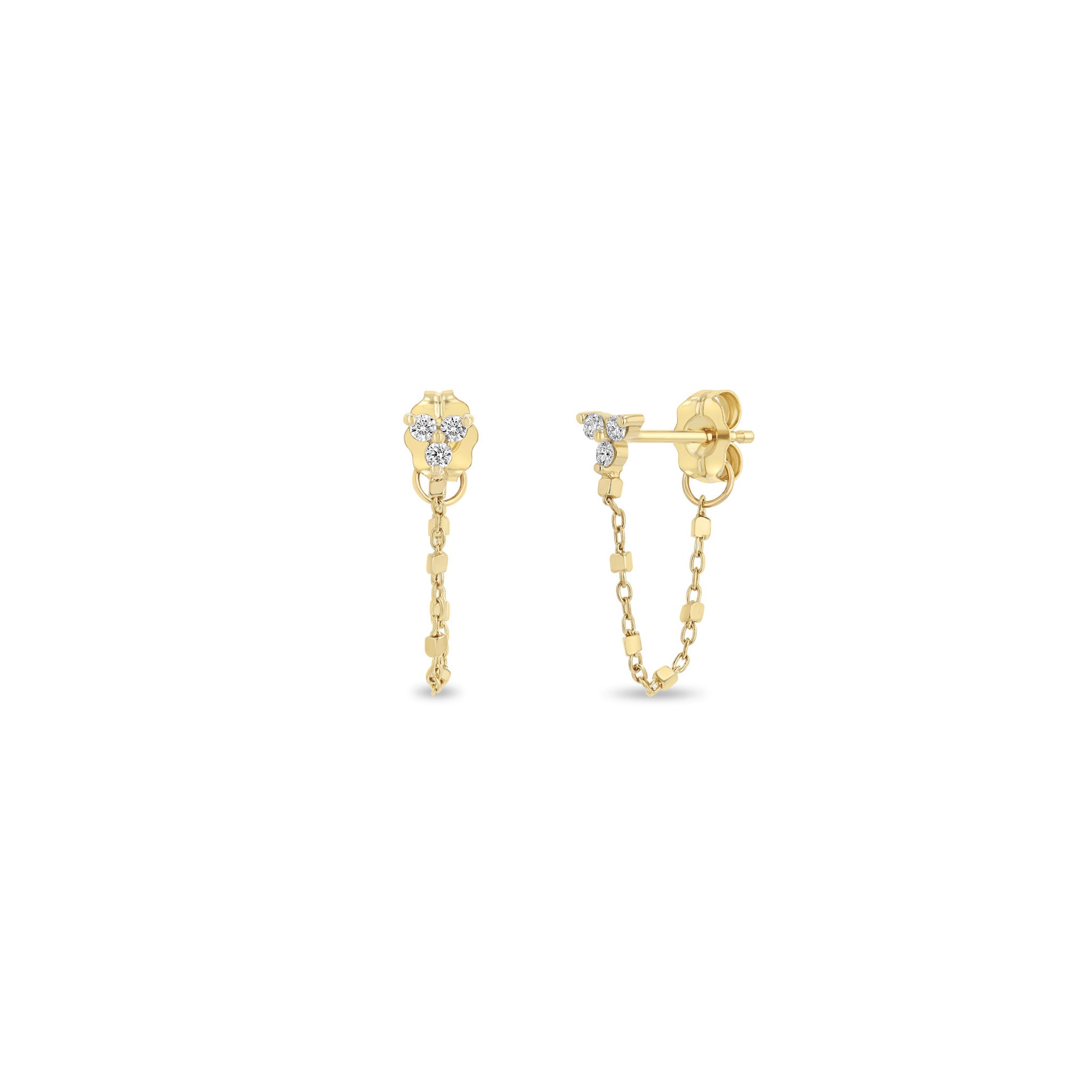 Zoe Chicco Earrings Zoë Chicco 14K Yellow Gold Chain Back Diamond Earrings