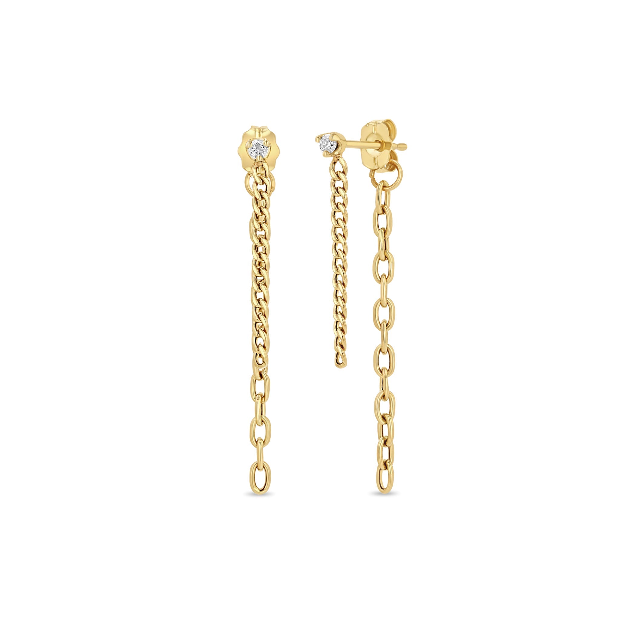 Zoe Chicco Dangle Earrings Zoë Chicco 14K Yellow Gold Chain Earrings