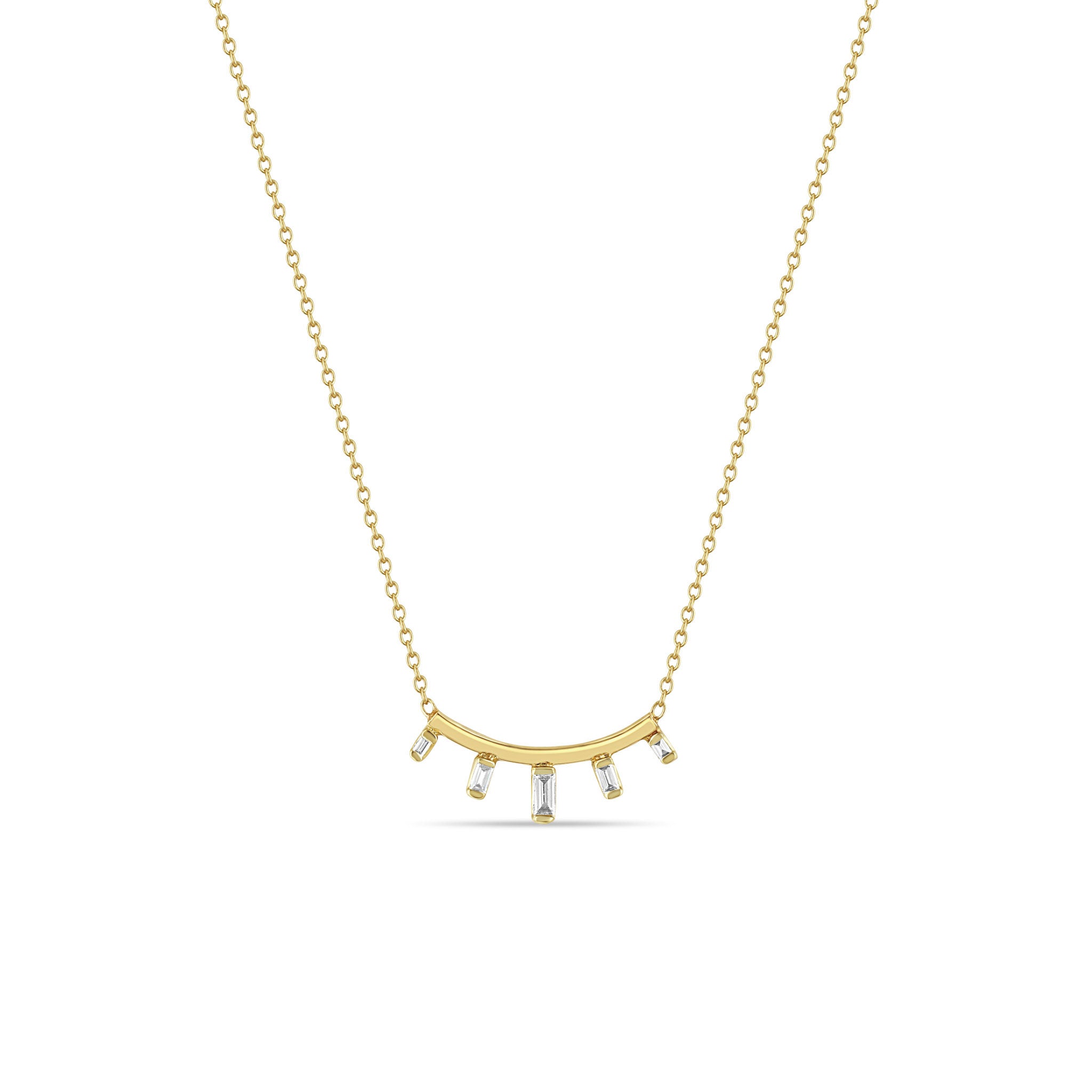 Zoe Chicco Necklaces and Pendants Zoë Chicco 14K Yellow Gold Curved Bar Diamond Necklace