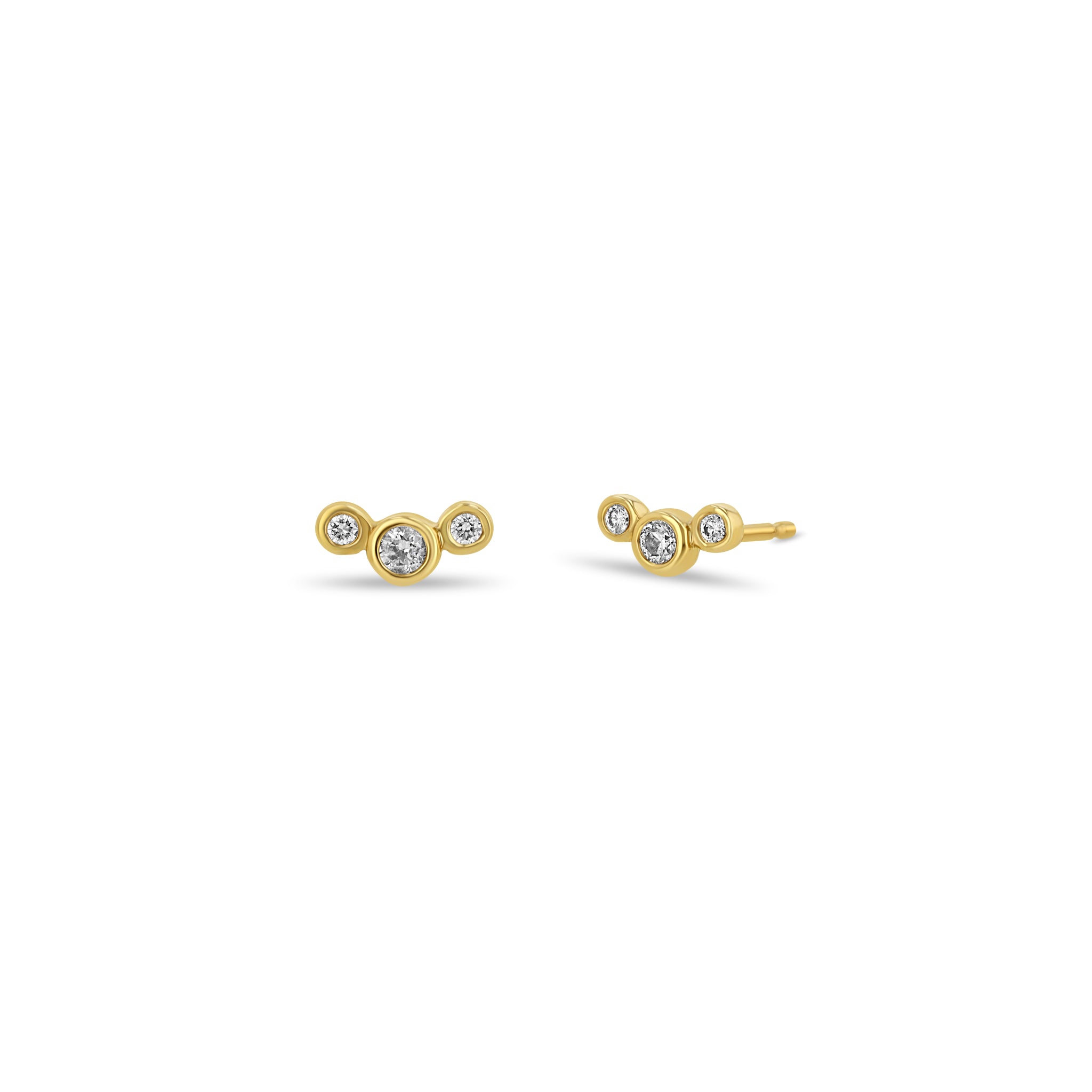 Zoe Chicco Earrings Zoë Chicco 14K Yellow Gold Curved Diamond Bezel Studs