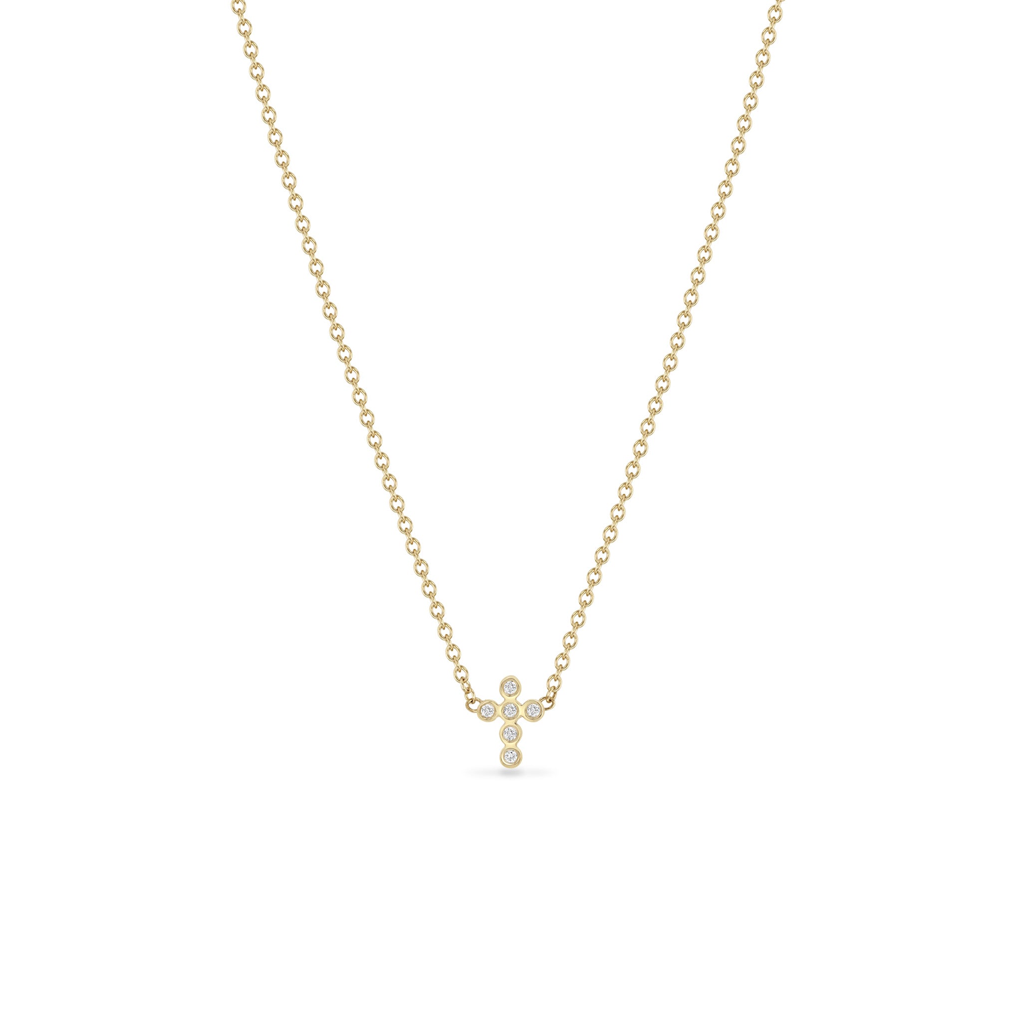 Zoe Chicco Necklaces and Pendants Zoë Chicco 14K Yellow Gold Diamond Cross Stud Necklace