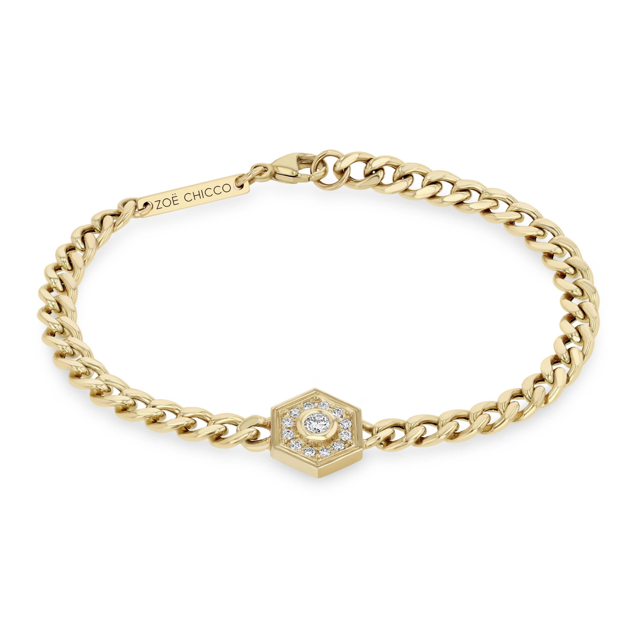 Zoe Chicco Bracelet Zoë Chicco 14K Yellow Gold Diamond Hexagon Halo Bracelet