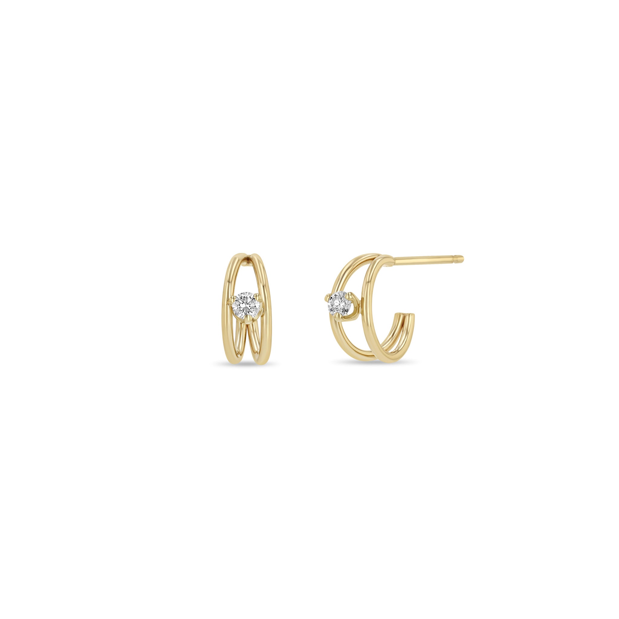 Zoe Chicco Earrings Zoë Chicco 14K Yellow Gold Diamond Huggie Hoop Earrings