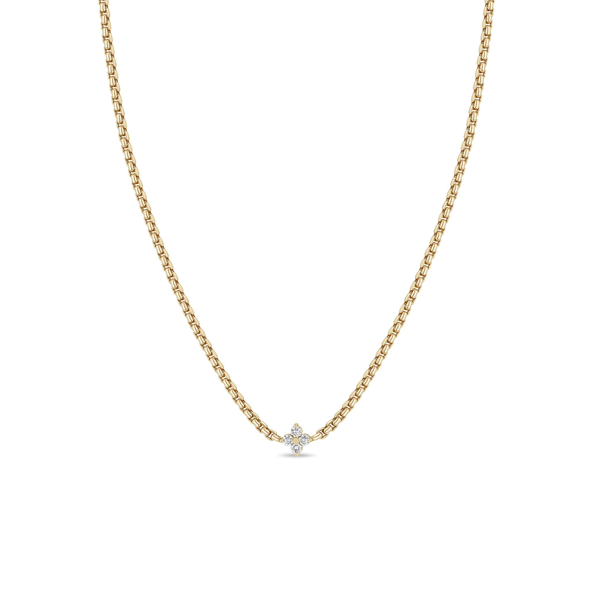 Zoe Chicco Necklaces and Pendants Zoë Chicco 14K Yellow Gold Diamond Prong Set Box Chain Necklace