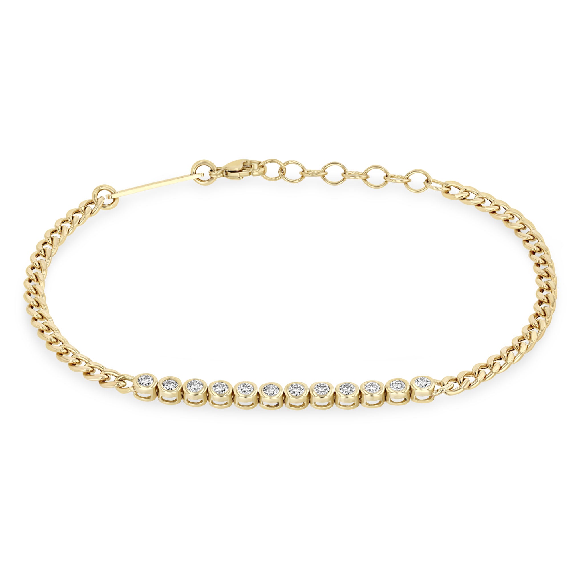 Zoe Chicco Bracelet Zoë Chicco 14K Yellow Gold Diamond Tennis Curb Bracelet