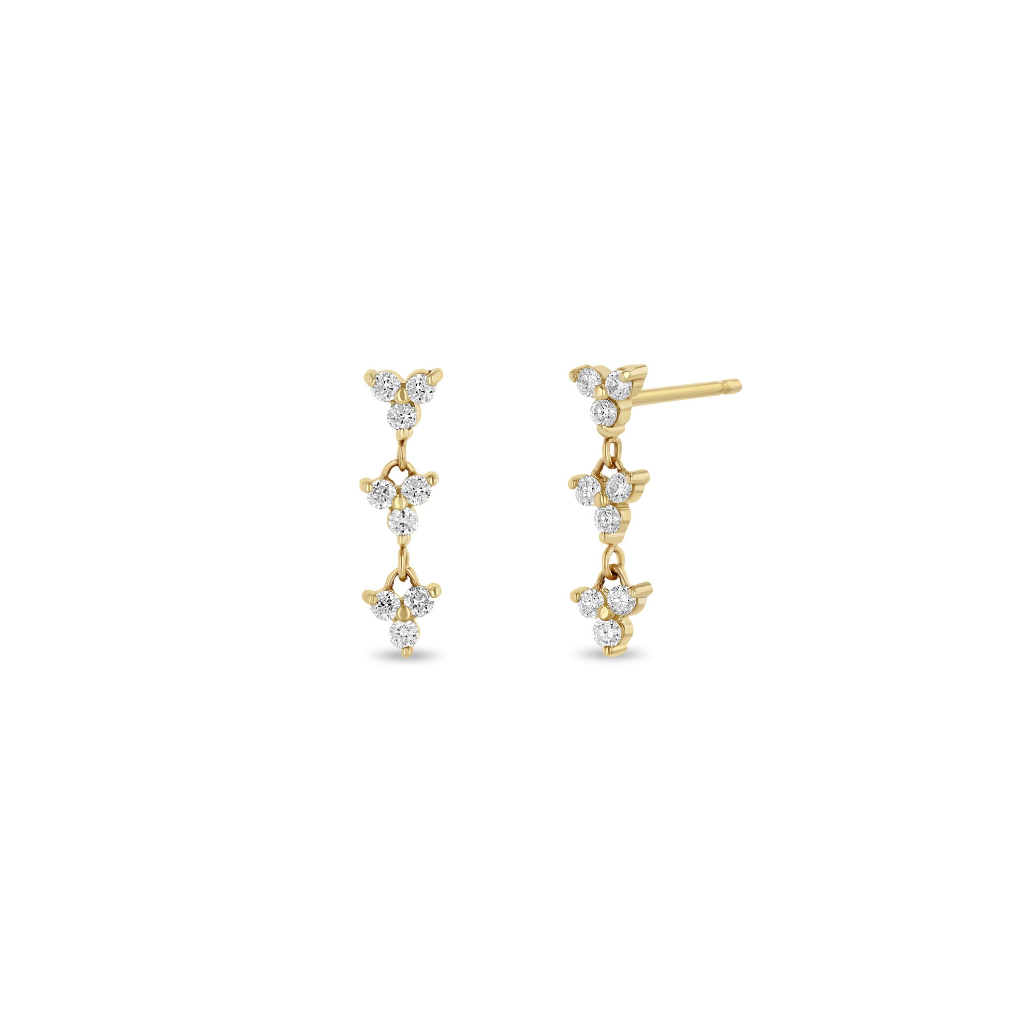 Zoe Chicco Earrings Zoë Chicco 14K Yellow Gold Earrings with Diamond Trio