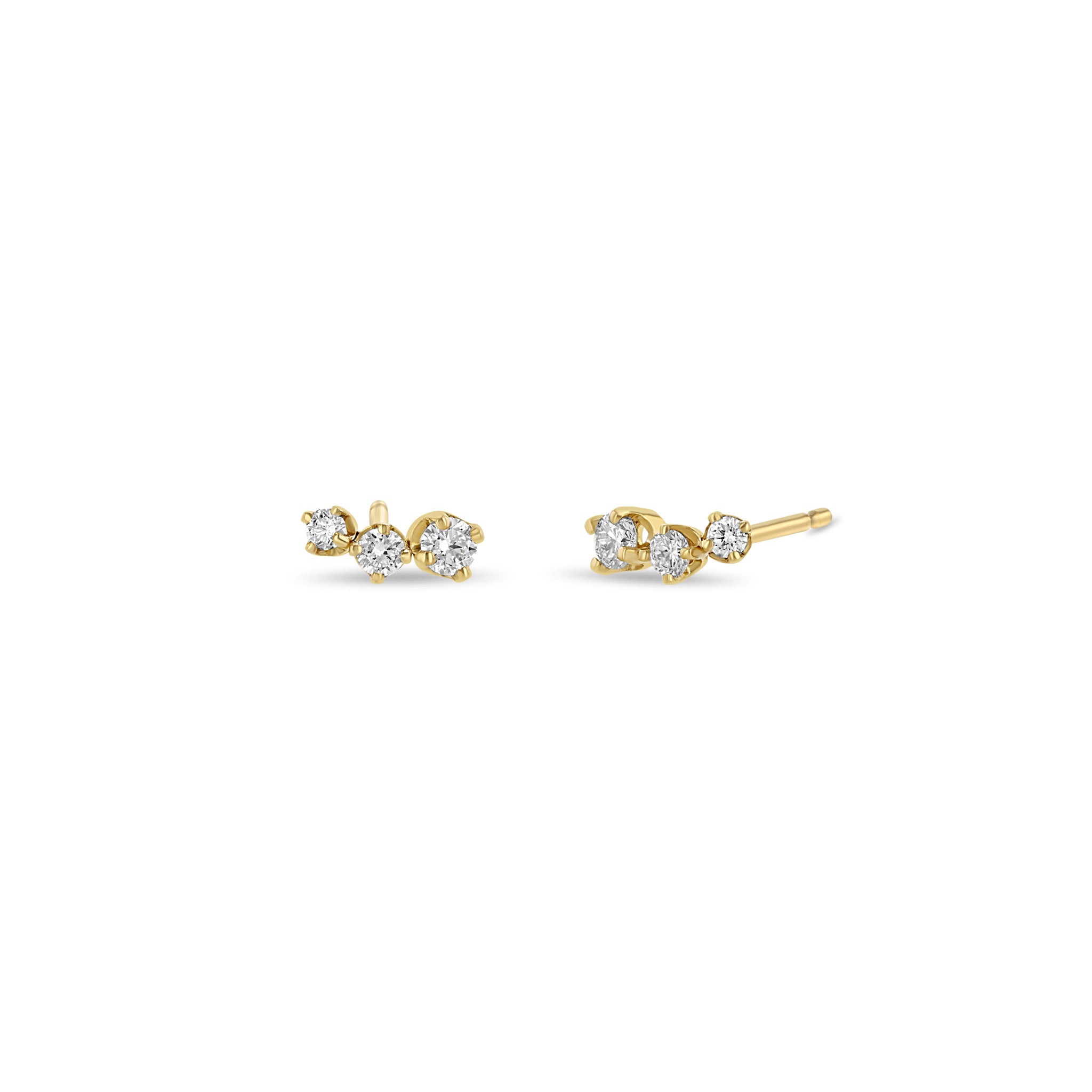 Zoe Chicco Earrings Zoë Chicco 14K Yellow Gold Graduated Curved Prong Studs