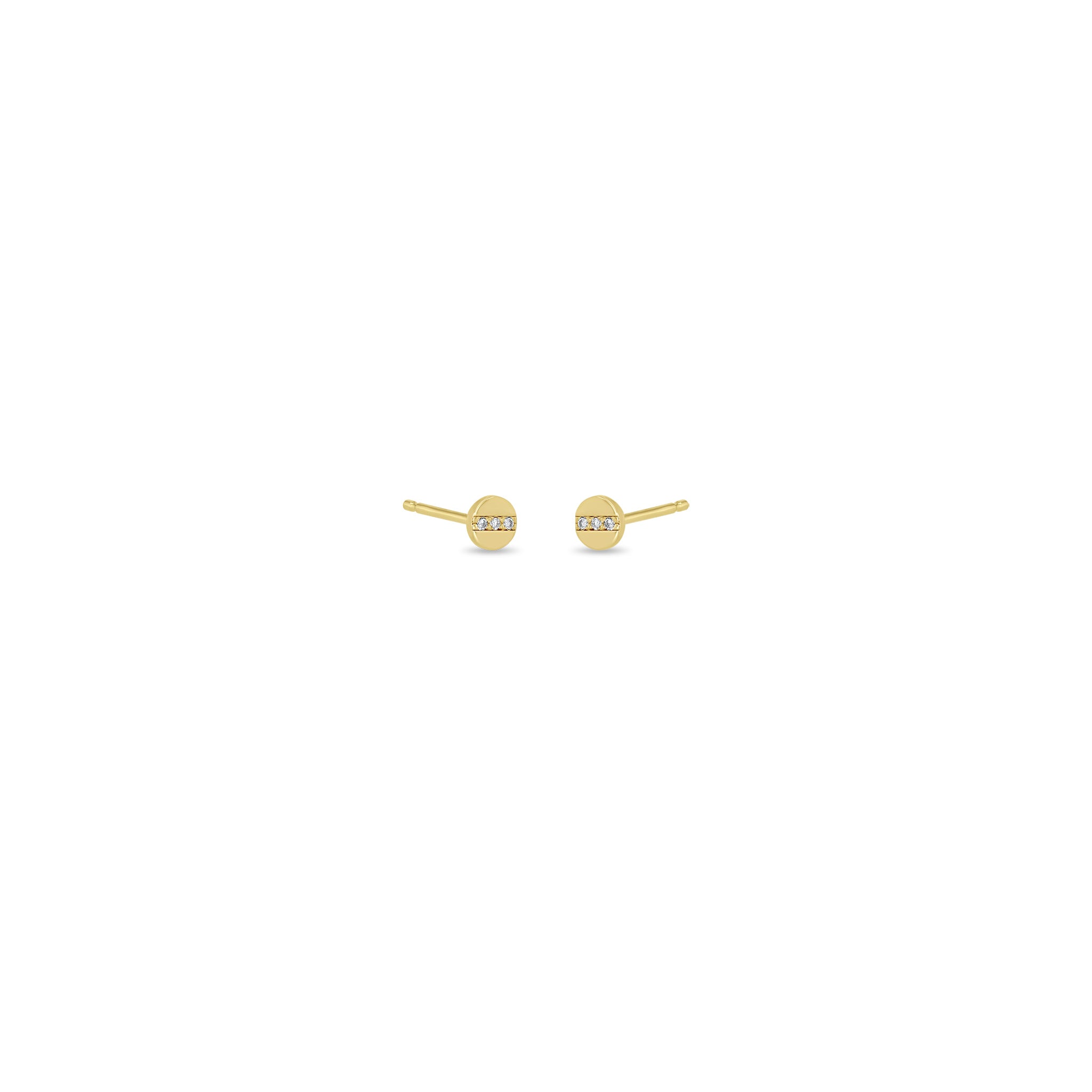 Zoe Chicco Earrings Zoë Chicco 14k Yellow Gold Itty Bitty Disc Studs with Pavé Diamonds