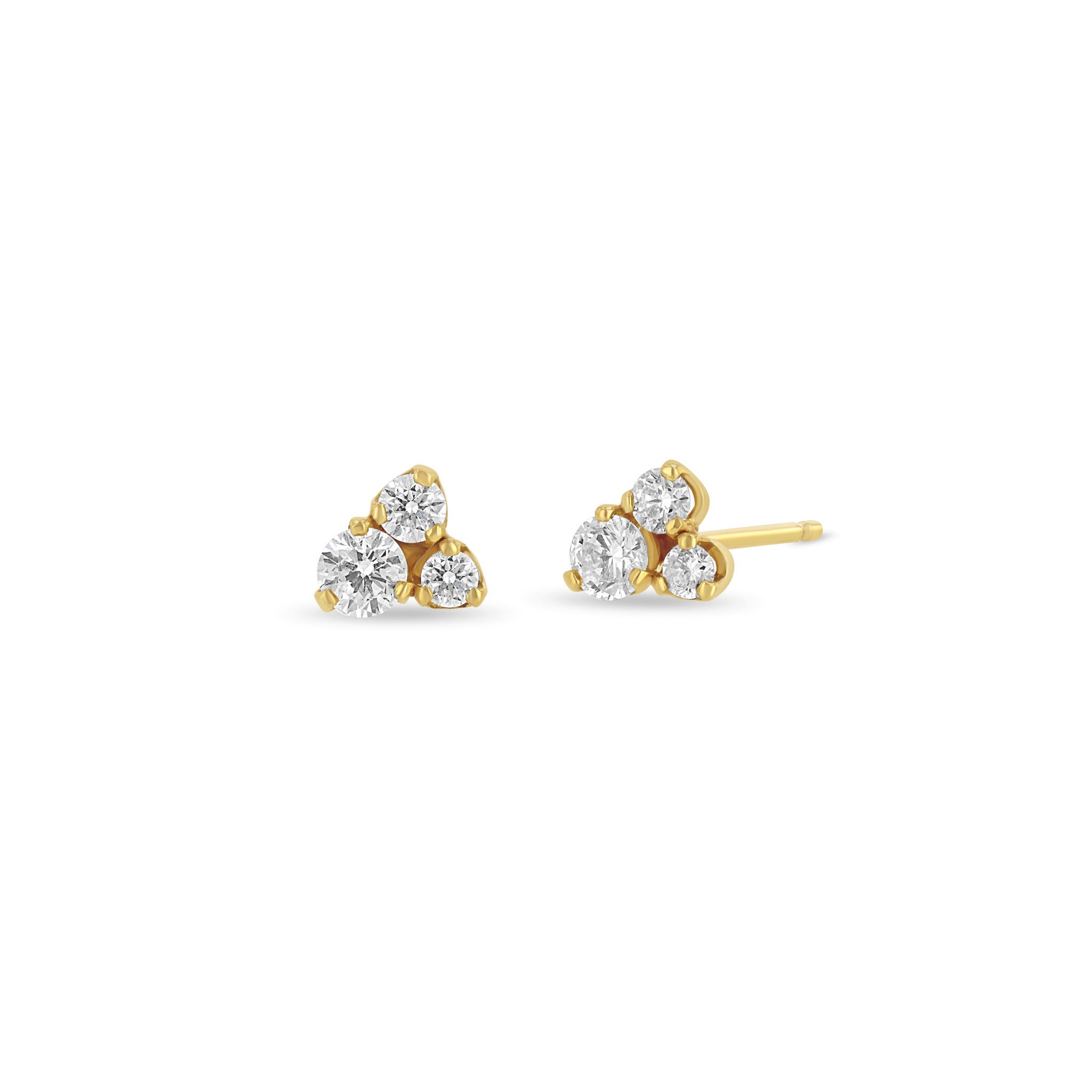 Zoe Chicco Earrings Zoë Chicco 14K Yellow Gold Large Mixed Diamond Trio Studs