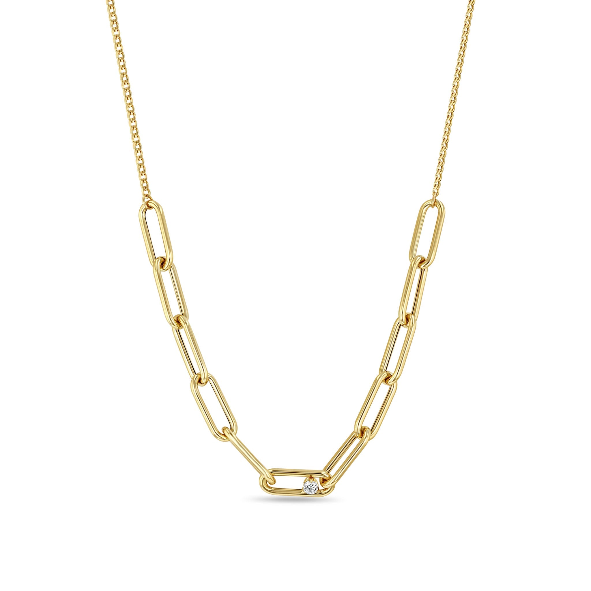 Zoe Chicco Necklaces and Pendants Zoë Chicco 14K Yellow Gold Large Paperclip Diamond Station Necklace