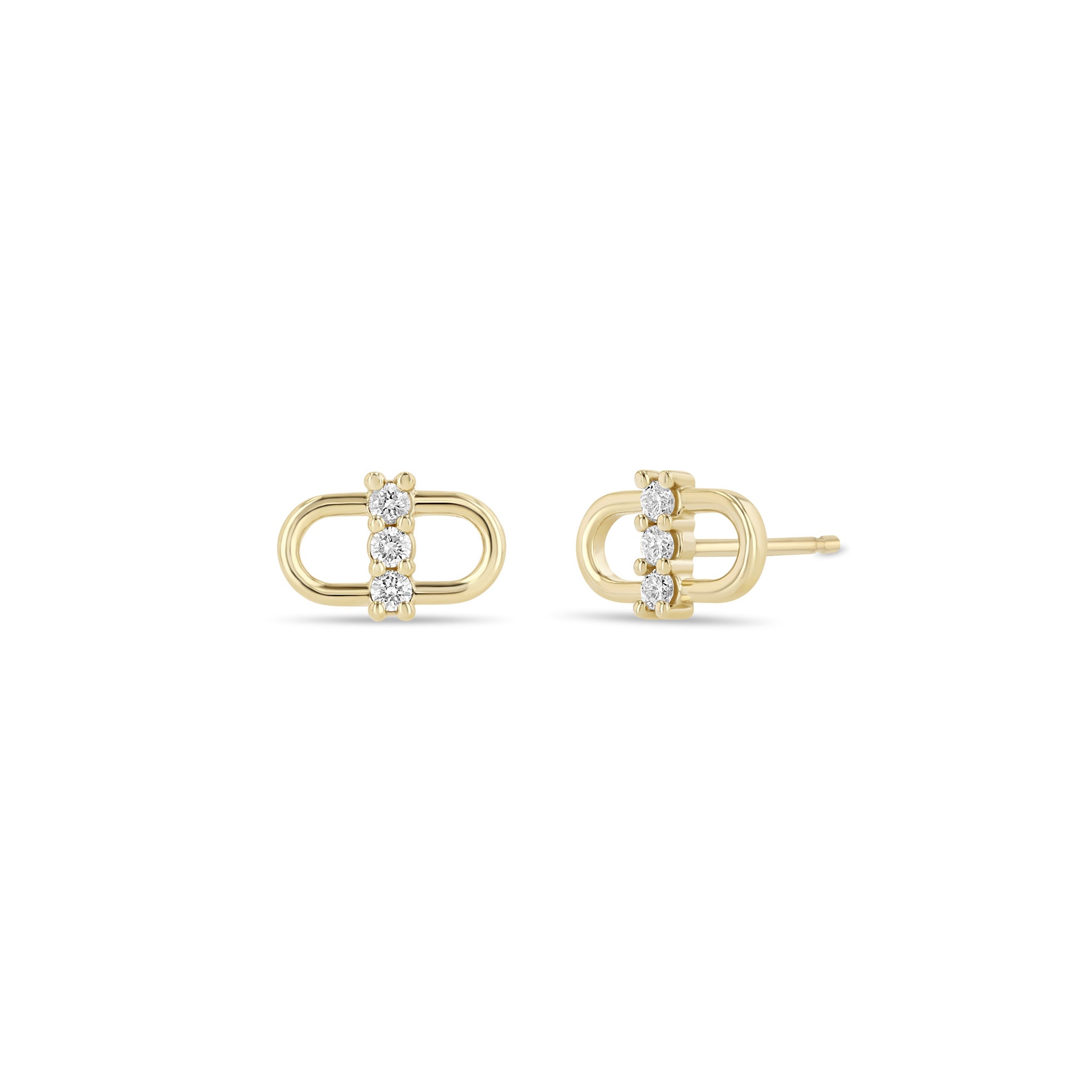 Zoe Chicco Earrings Zoë Chicco 14K Yellow Gold Link Diamond Stud Earrings