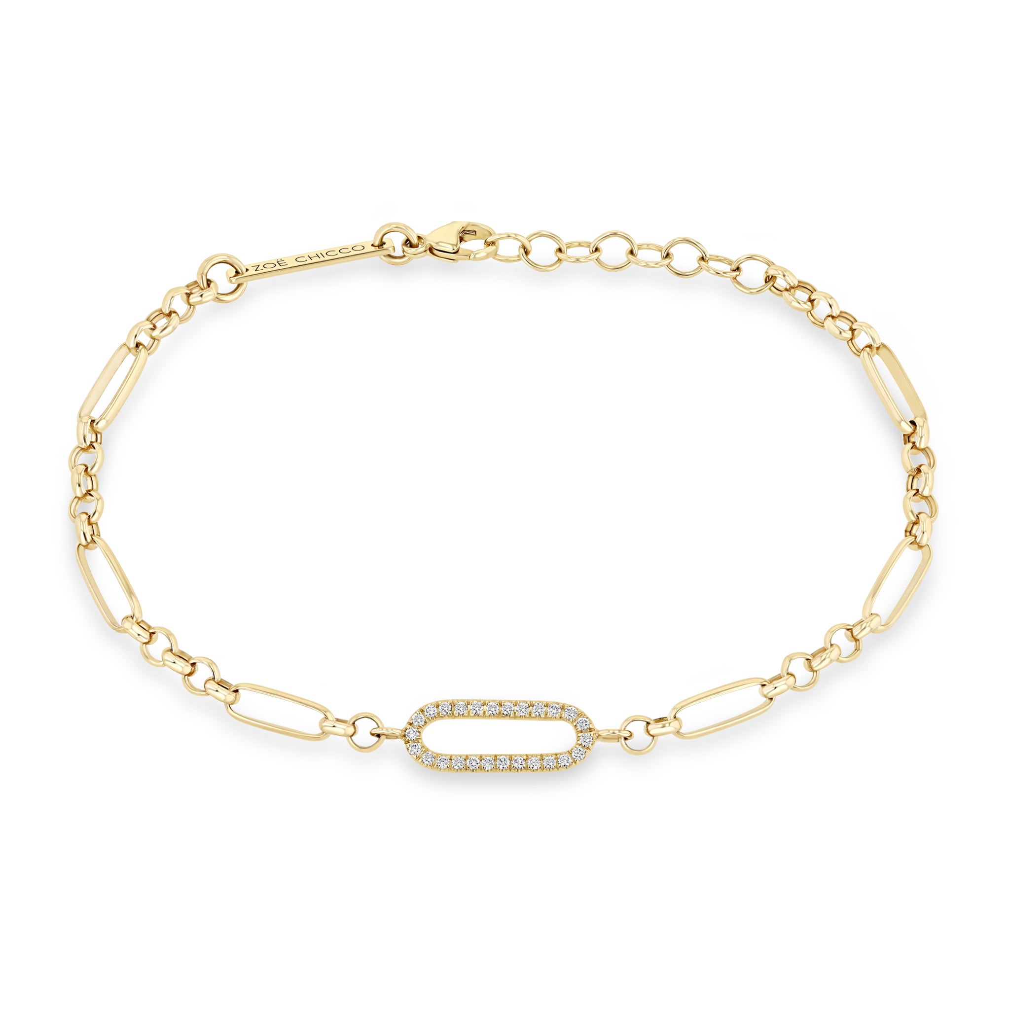 Zoe Chicco Bracelet Zoë Chicco 14K Yellow Gold Medium Mixed Paperclip Rolo Chain Bracelet