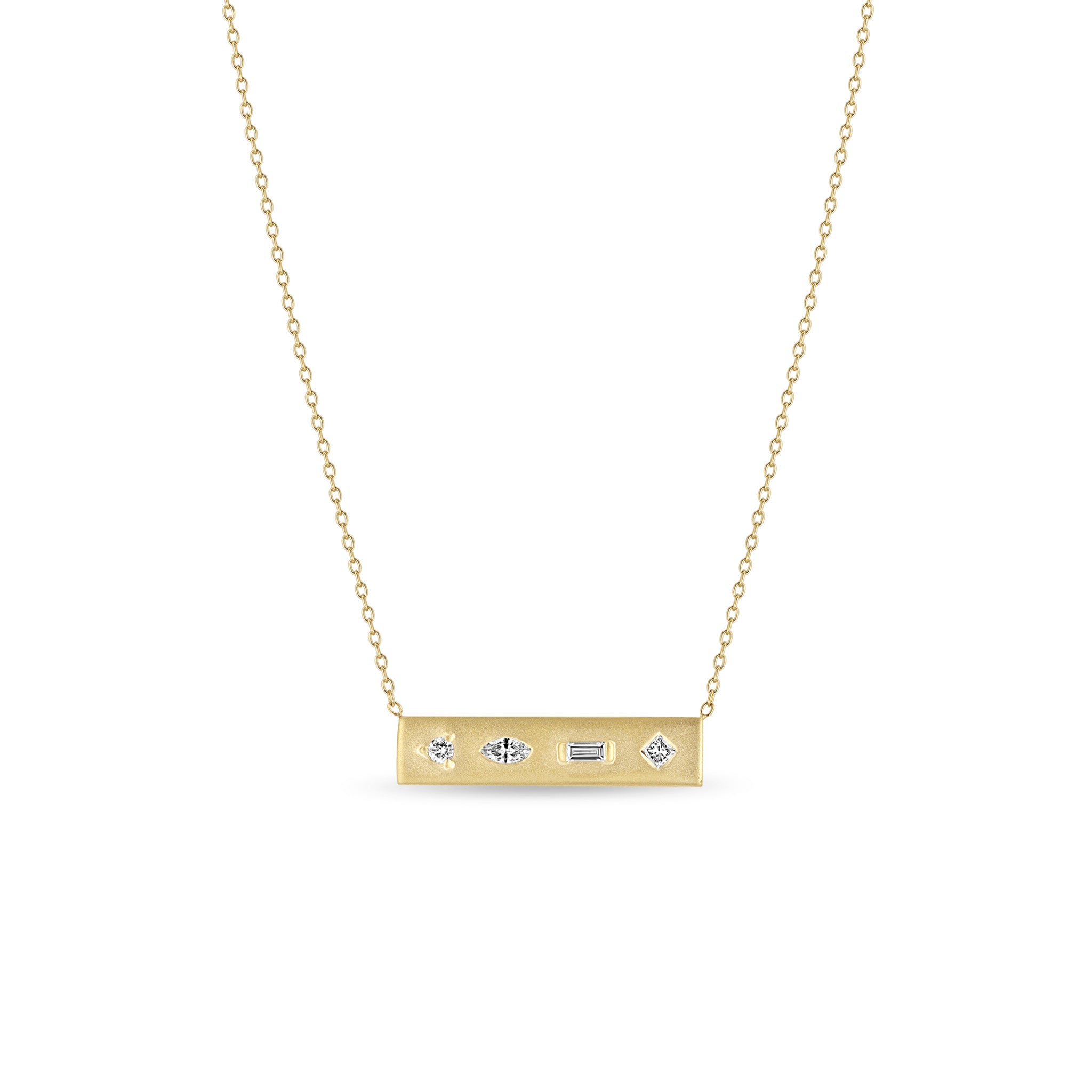 Zoe Chicco Necklaces and Pendants Zoë Chicco 14K Yellow Gold Mosaic Diamond Bar Necklace