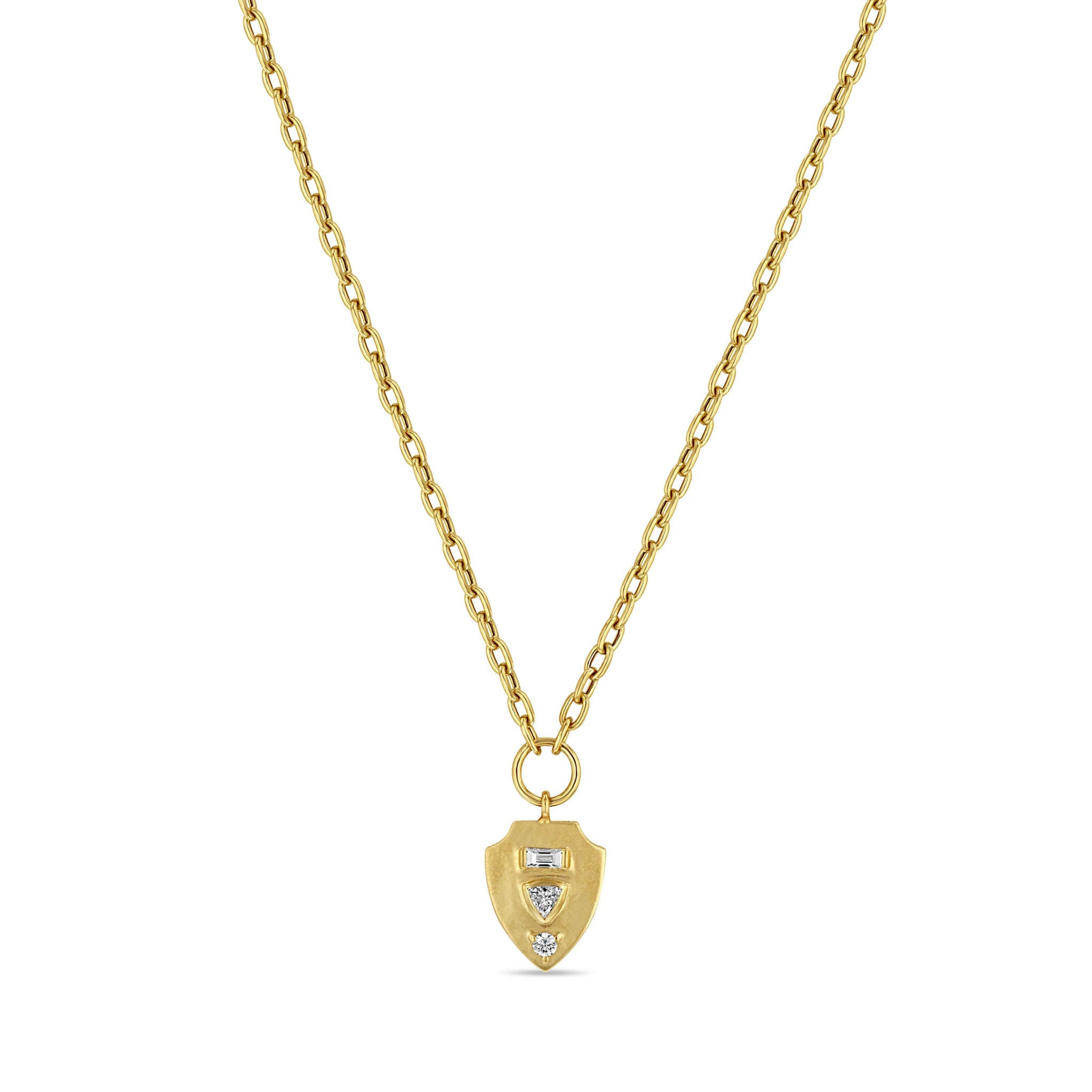 Zoe Chicco Necklaces and Pendants Zoë Chicco 14K Yellow Gold Mosaic Small Shield Necklace