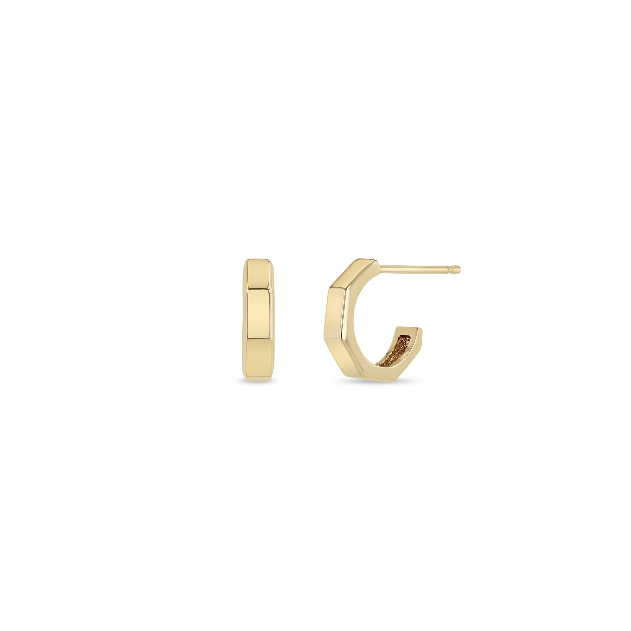 Zoe Chicco Earrings Zoë Chicco 14K Yellow Gold Octagon Huggie Earrings