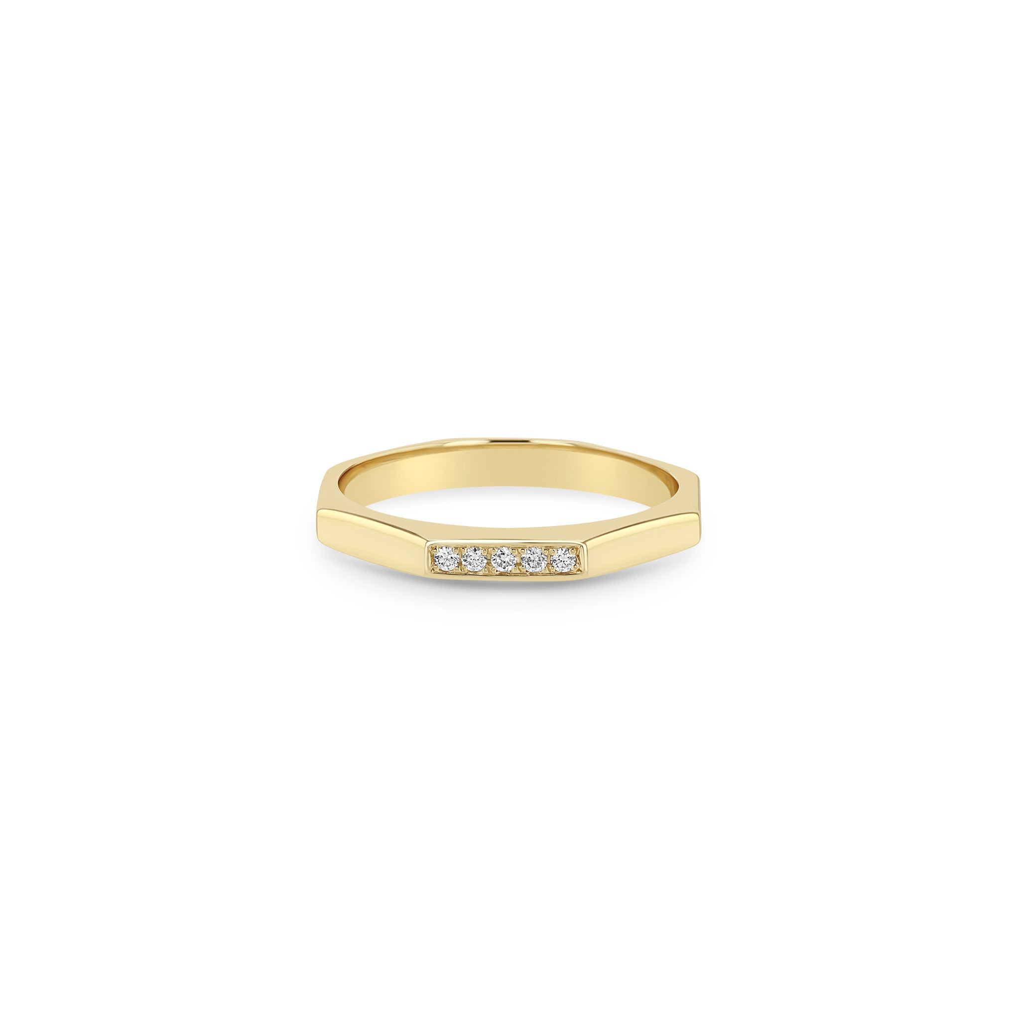 Zoe Chicco Ring Zoë Chicco 14K Yellow Gold Octagon Stacking Ring with Pavé Diamonds