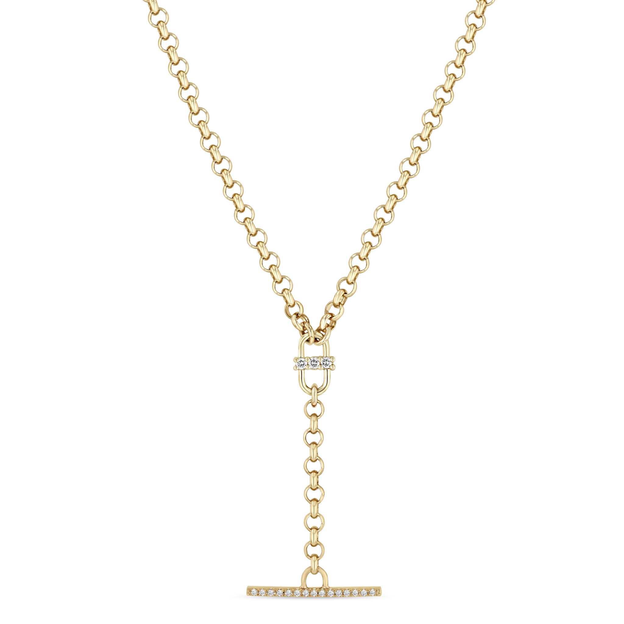 Zoe Chicco Necklaces and Pendants Zoë Chicco 14K Yellow Gold Rolo Diamond Toggle Lariat Necklace