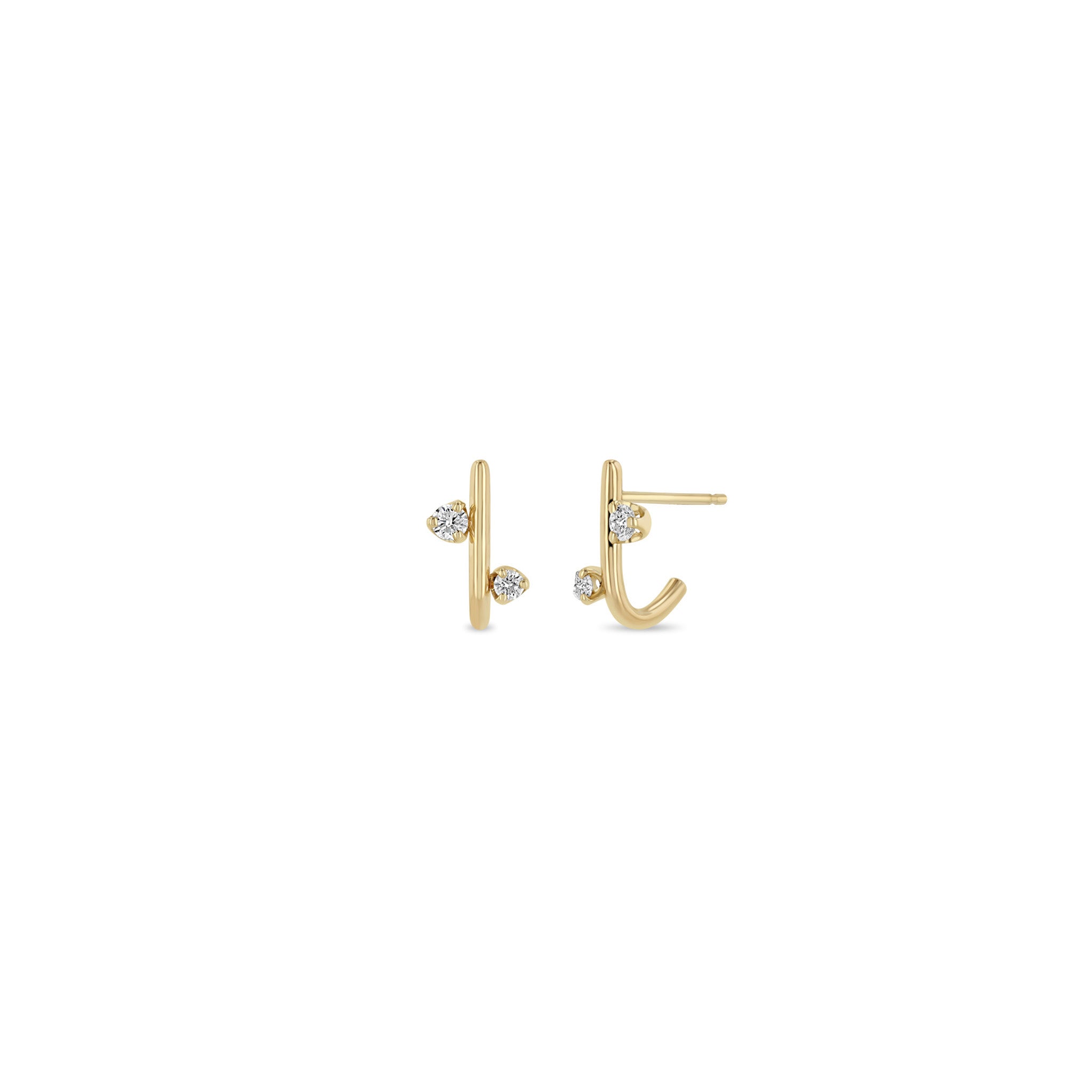 Zoe Chicco Earrings Zoë Chicco 14K Yellow Gold Small J Hook Diamond Earrings