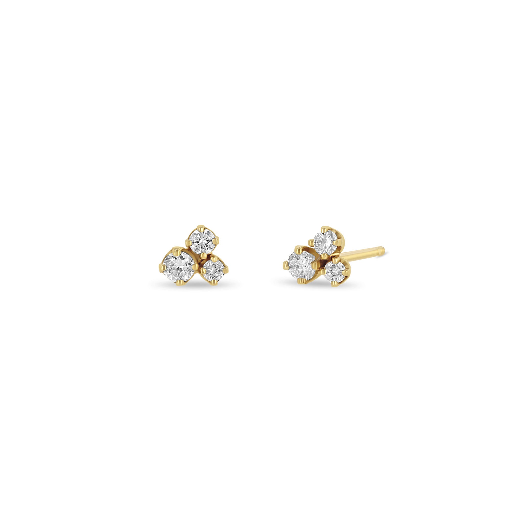 Zoe Chicco Earrings Zoë Chicco 14K Yellow Gold Small Mixed Diamond Trio Studs