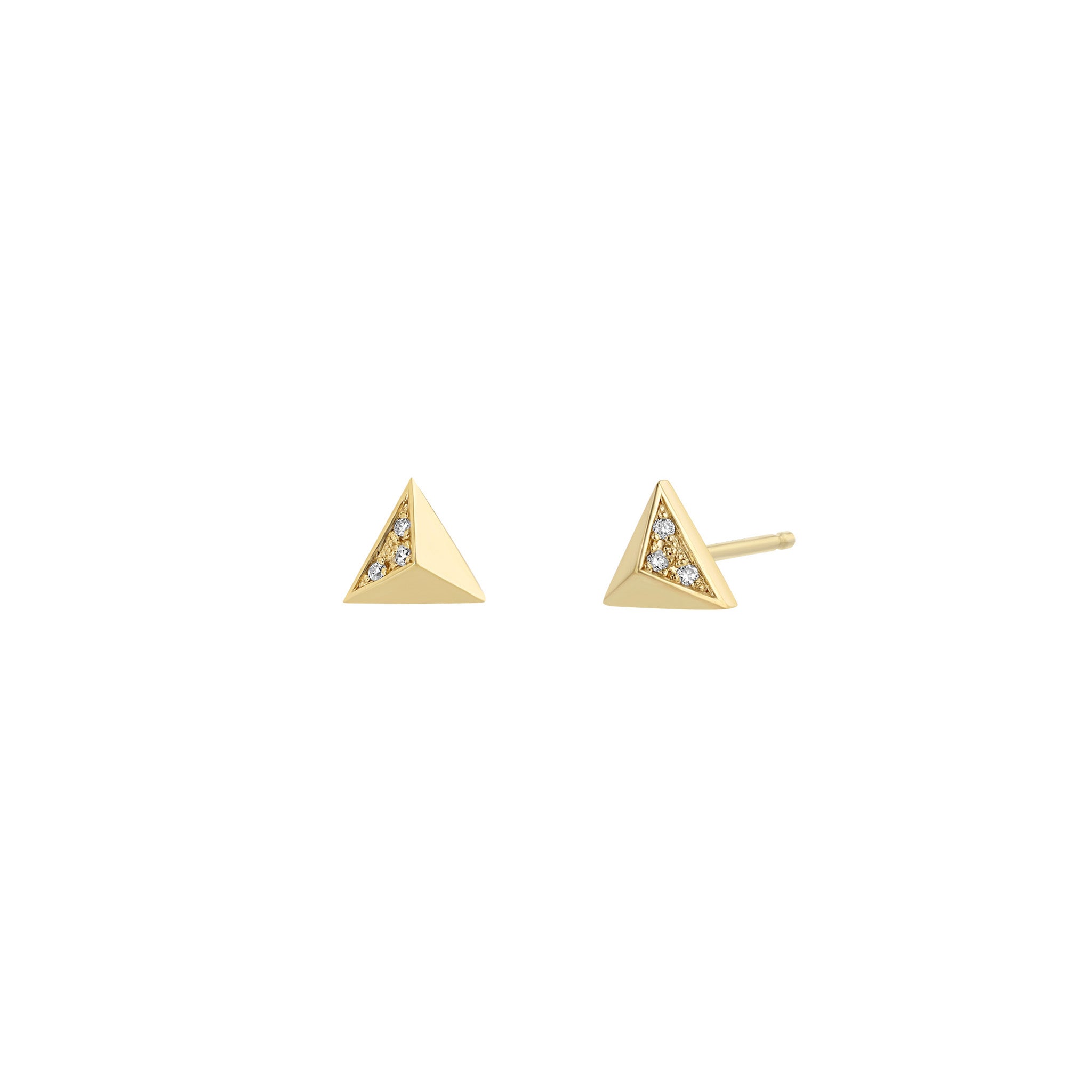 Zoe Chicco Earrings Zoë Chicco 14K Yellow Gold Small Pyramid Diamond Studs