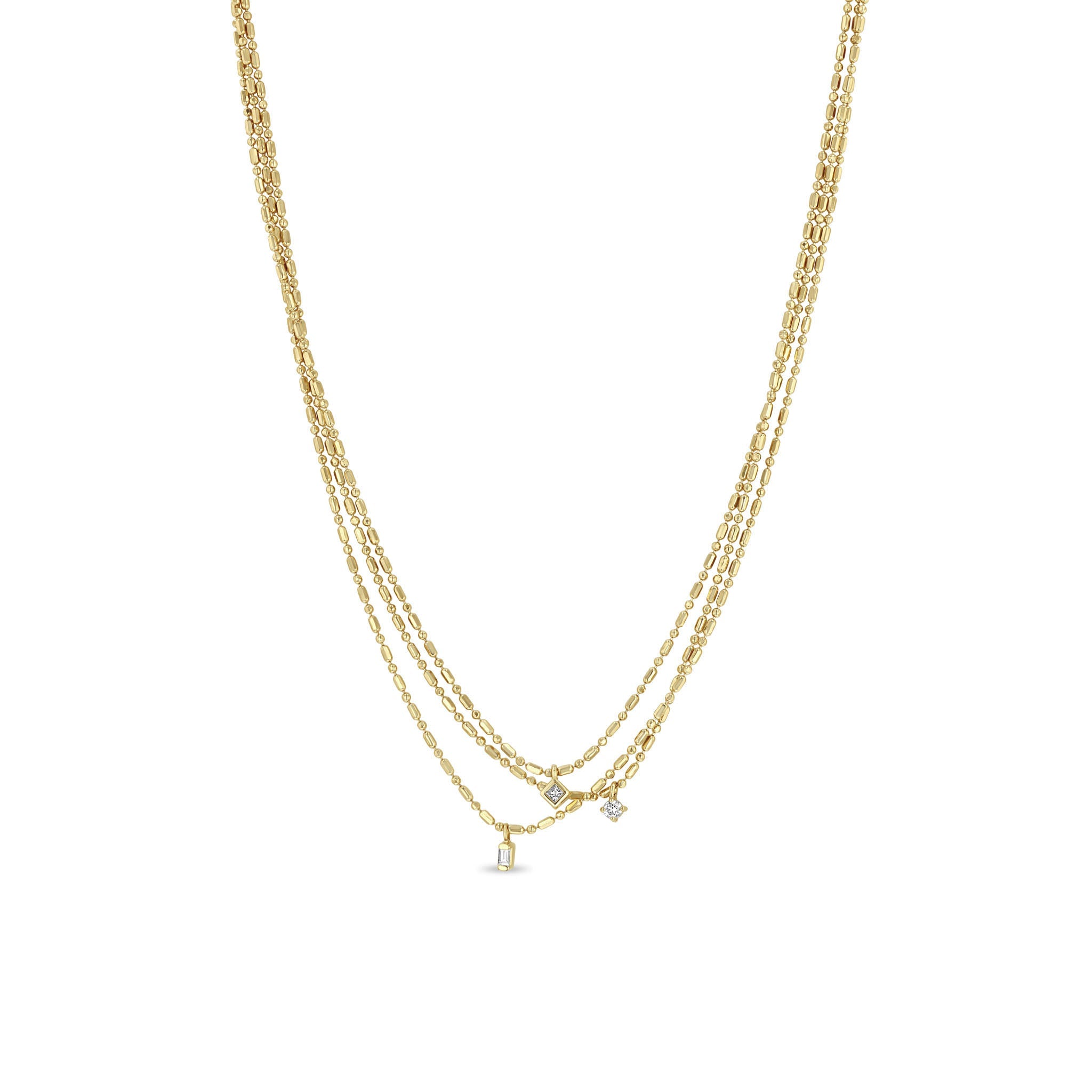 Zoe Chicco Necklaces and Pendants Zoë Chicco 14K Yellow Gold Three Strand Diamond Bead Necklace