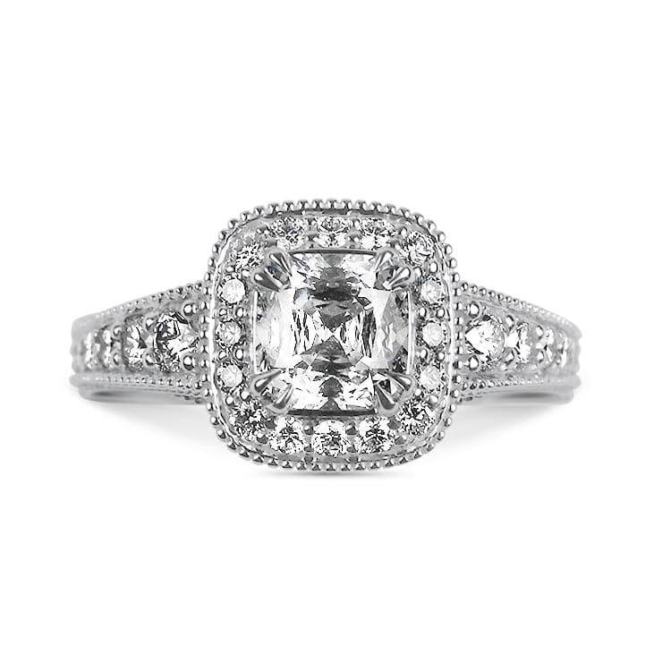 14K White Gold Cushion Cut Engagement Ring