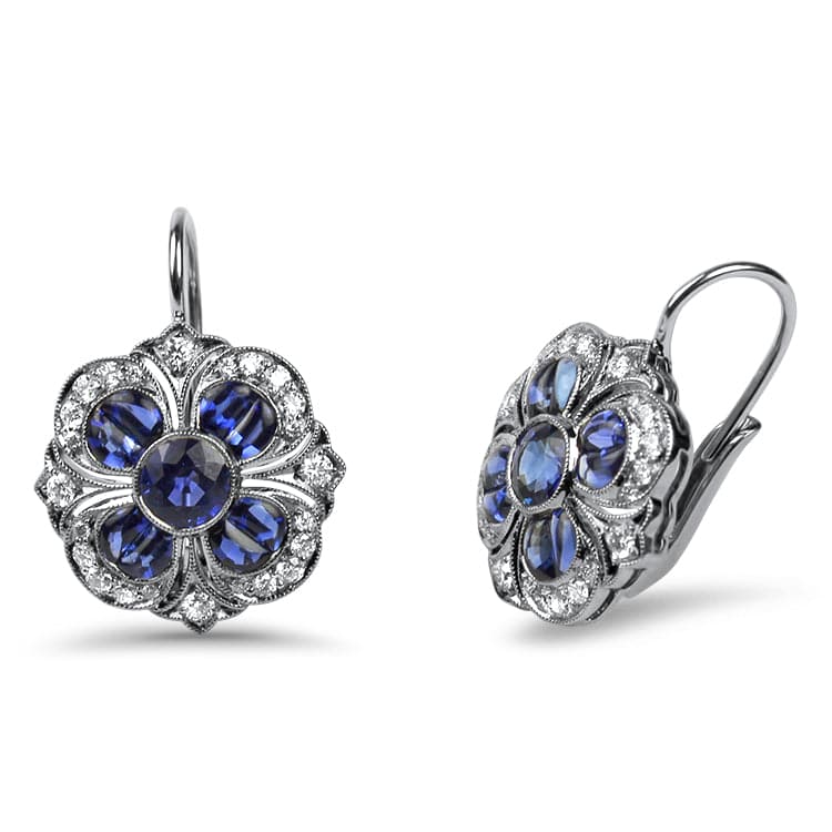 Sapphire dangle earrings on sale white gold