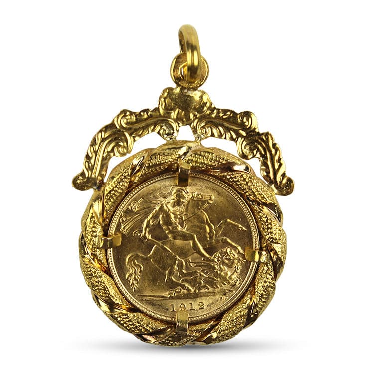 Victorian half Sovereign pendant On 20 inch 9ct gold chain gross weight  24.4 gms | Ian Burton Antique Clocks