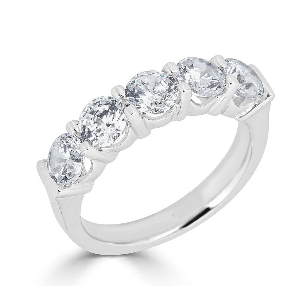 Sincerely Springer's Wedding Band 14K White Gold Classic Five Diamond Shared Prong Band 6.5 / 2.00