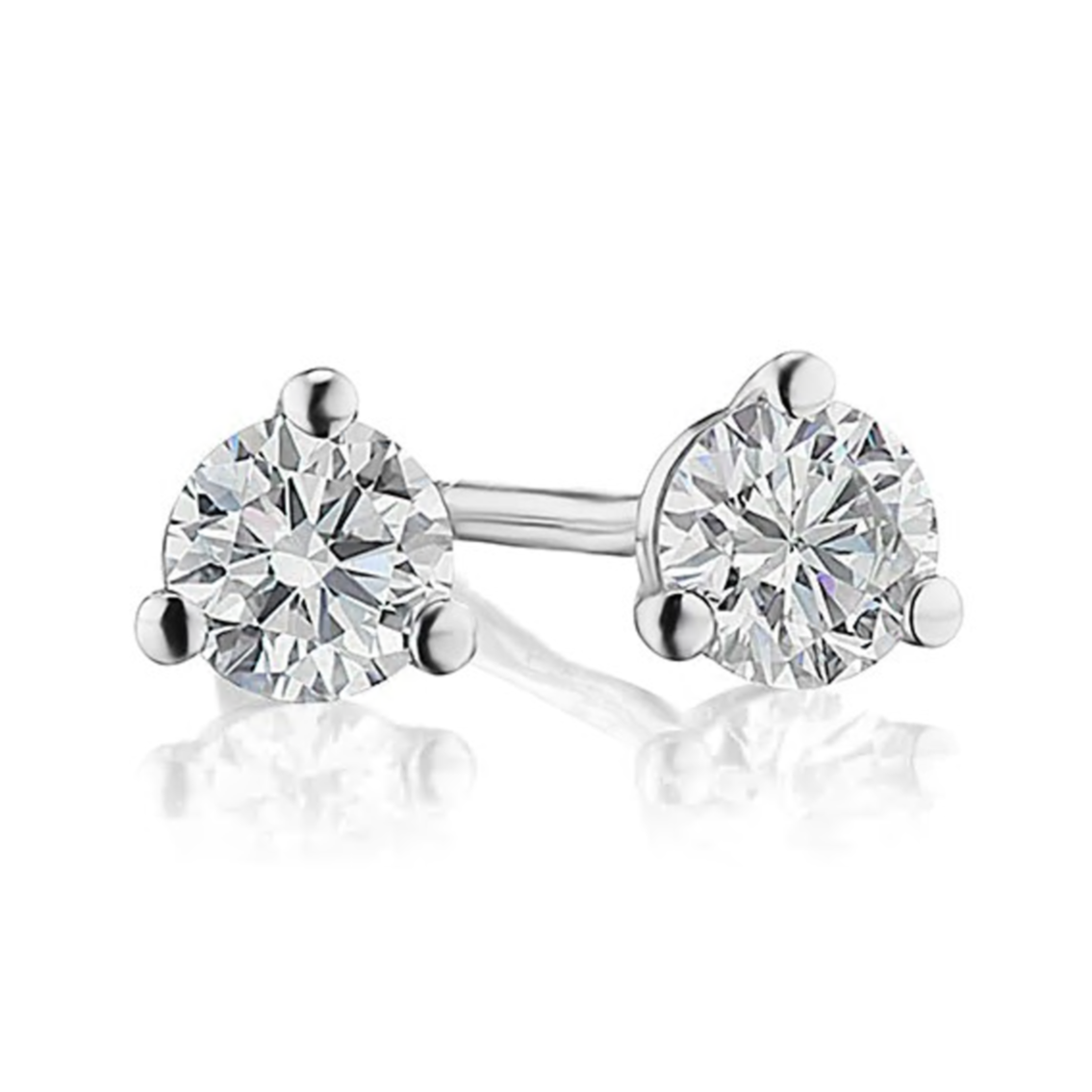 Springer's Collection Earring White Gold Premier Three-Prong Martini Diamond Stud Earrings