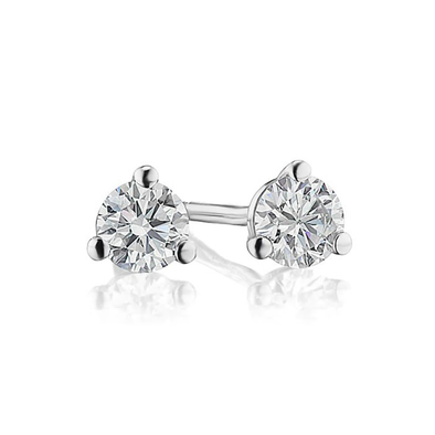 1/2ct Diamond Studs Screw Back 14K White Gold 